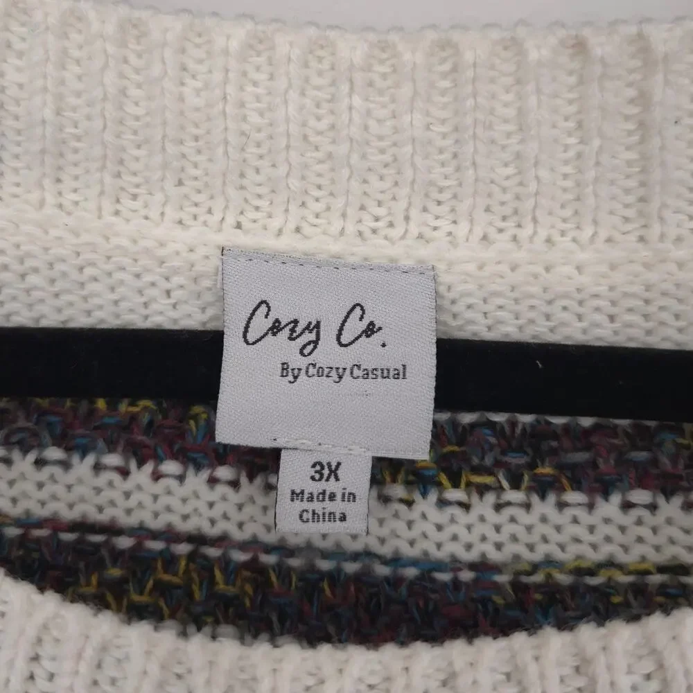 Cozy Co. by Cozy Casual Striped Fringed Long Sleeve Plus Size Sweater Size 3X